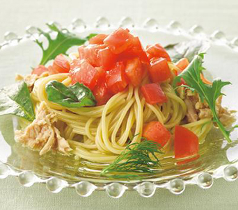 トマトとツナの冷製スパゲティ