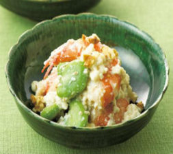 そら豆とエビの白和え