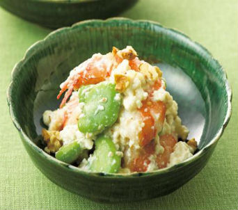 そら豆とエビの白和え