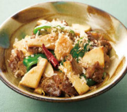 たけのこと牛肉の土佐炒め