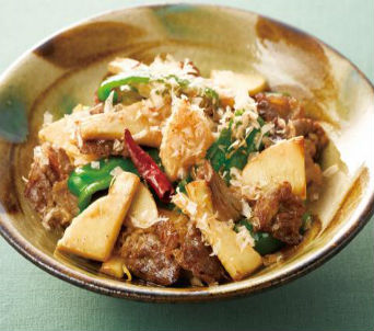 たけのこと牛肉の土佐炒め