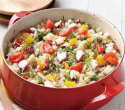 たことににんにくの和風ピラフ