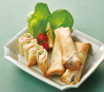 アスパラガスとエビの焼き春巻き