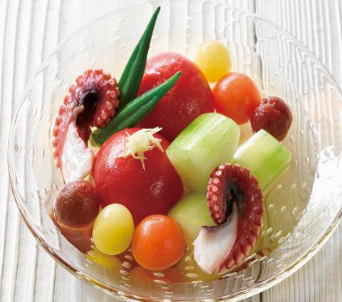 丸ごとトマトとタコの冷やし鉢