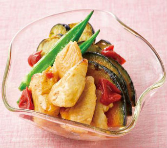 鶏ささみと夏野菜の焼きマリネ