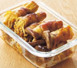 キノコの肉巻きカレー照り焼き