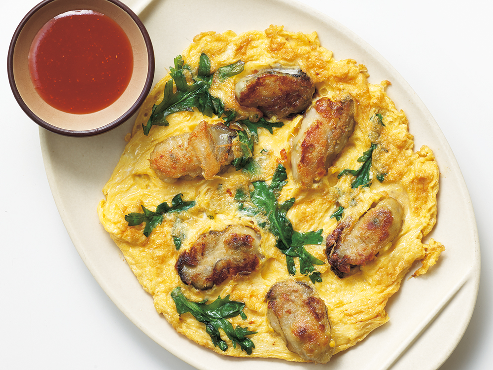 カキのアジア風オムレツ