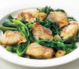 春菊とたらのバターソテー