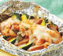 かぼちゃのキムチーズホイル焼き