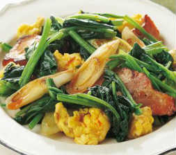 ほうれん草と焼豚のラー玉炒め