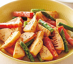 たけのことベーコンのペッパーバター炒め