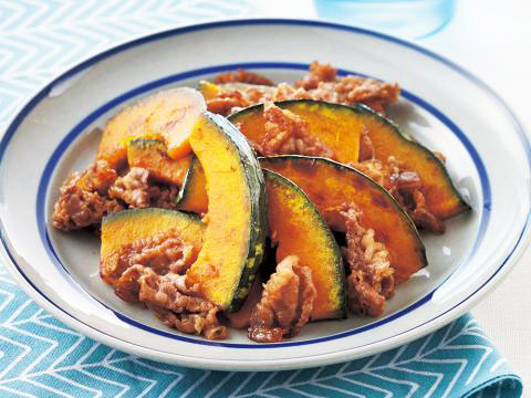 かぼちゃと牛こまの甘じょっぱ炒め　