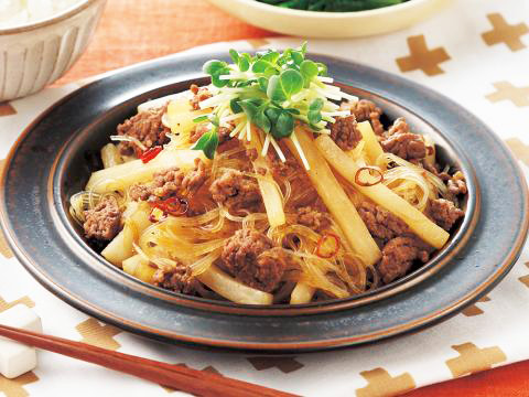 ひき肉入りシャキシャキきんぴら炒め