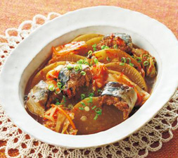 大根とさば缶のキムチ煮