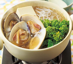 はまぐりと菜の花の小鍋仕立て