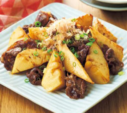 たけのこと牛こまの甘辛バター炒め