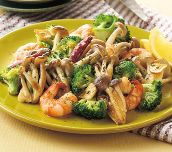 しめじとえびのアヒージョ炒め