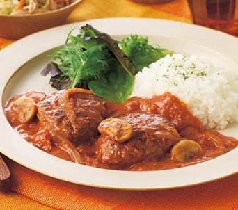 ストロガノフ風煮込みハンバーグライス