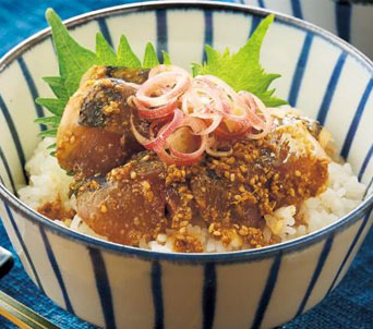 薬味たっぷり　あじの漬け丼