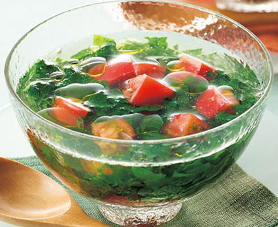 モロヘイヤとトマトの冷製スープ