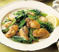 かきとほうれん草のバター醤油炒め