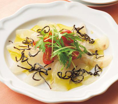 ひらめの塩昆布カルパッチョ