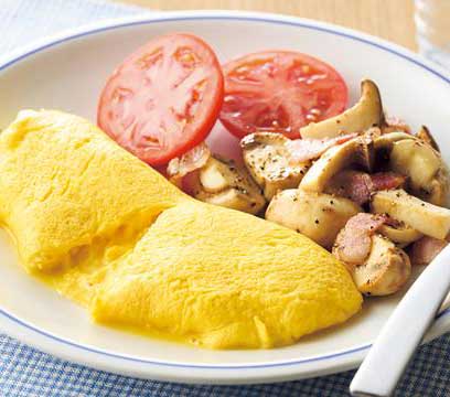 きのこのソテーとチーズオムレツ