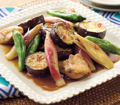 なすとみょうがと鶏肉の南蛮漬け