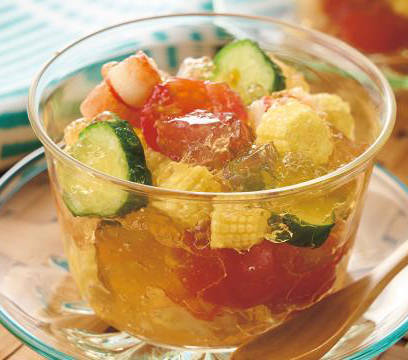 夏野菜とえびのジュレサラダ