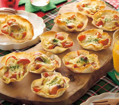 サーモンのひらひらミニピザ